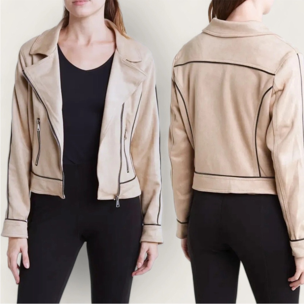$178 Laundry‎ by Shelli Segal Faux Suede Moto Jacket Size Medium